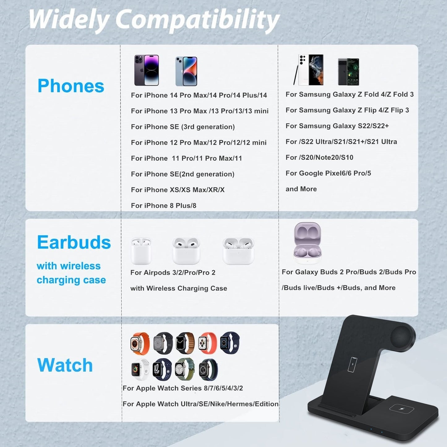 3in1 Wireless Fast Charger Dock Station - Mateo Starr