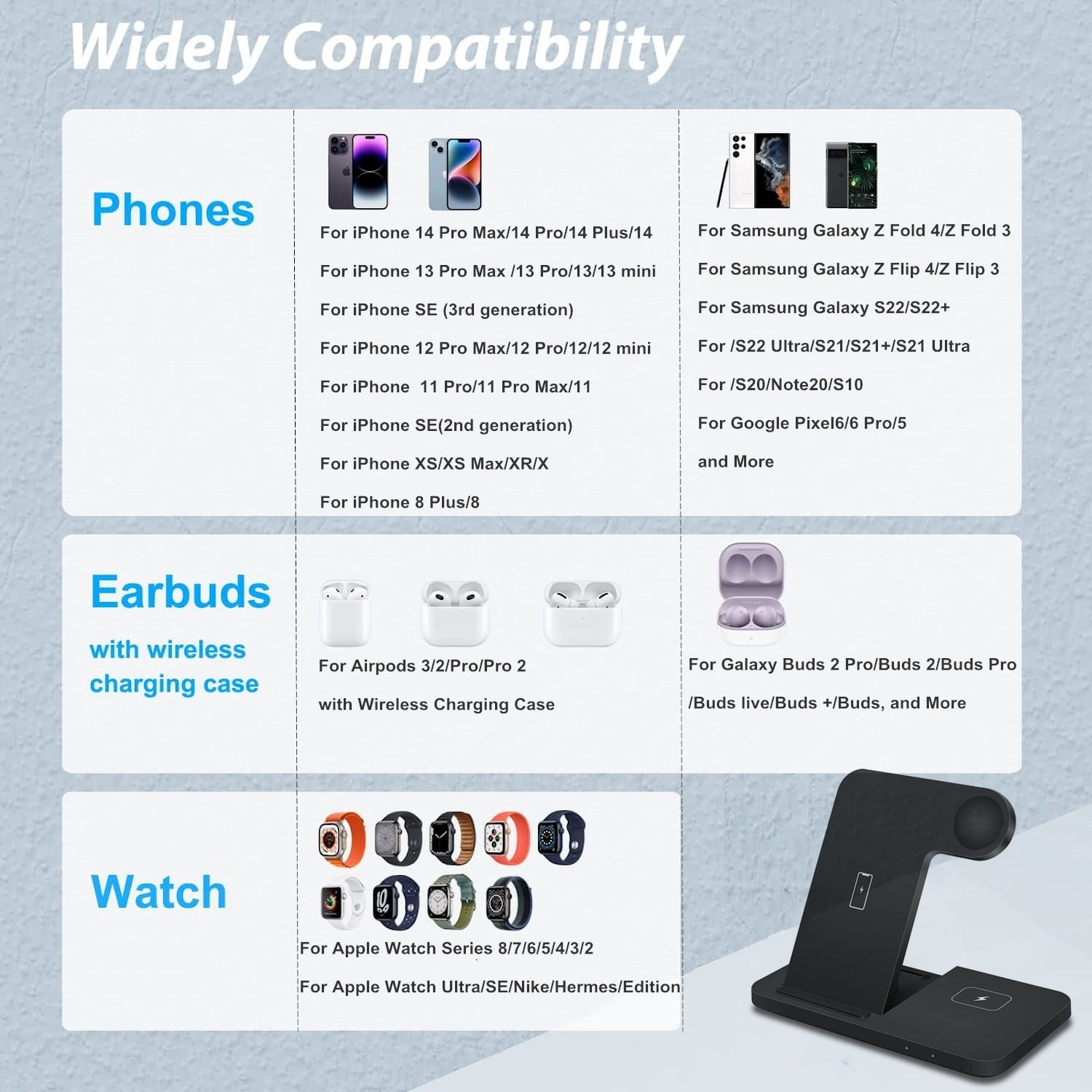 3in1 Wireless Fast Charger Dock Station - Mateo Starr