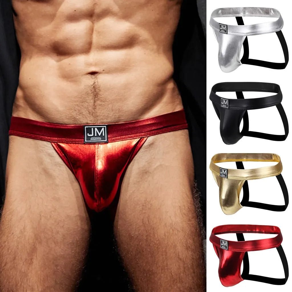 4 Piece Jockmail Erotic Edge PU Leather Jockstrap - Mateo Starr