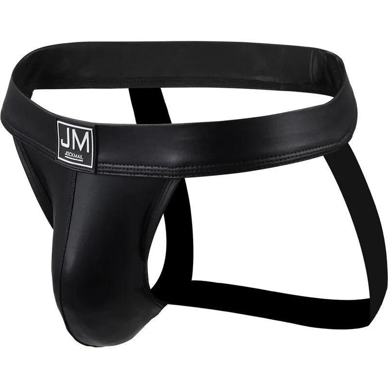 4 Piece Jockmail Erotic Edge PU Leather Jockstrap - Mateo Starr