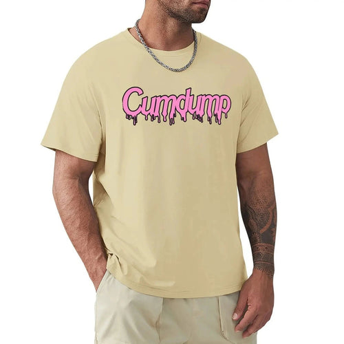 Cumdump Classic Crew Neck Cotton T-Shirt Men Women Beige - Mateo Starr