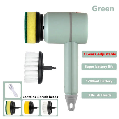 Electric Cleaning Brush 3 Brush Heads Cleaner Multifunctional - Mateo Starr