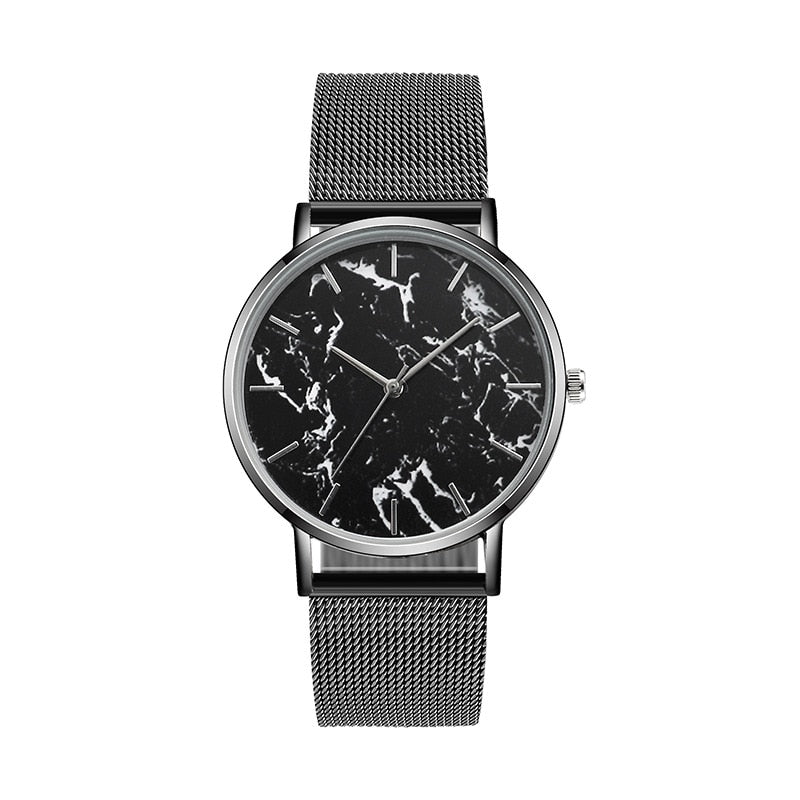 Fashion Rose Gold Mesh Band Creative Marble Female Wrist Watch - Mateo Starr