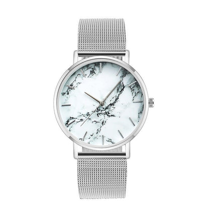 Fashion Rose Gold Mesh Band Creative Marble Female Wrist Watch - Mateo Starr