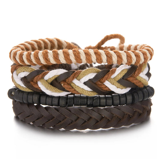 Men Bracelets Vintage Multilayer Leather Braid Bracelets - Mateo Starr