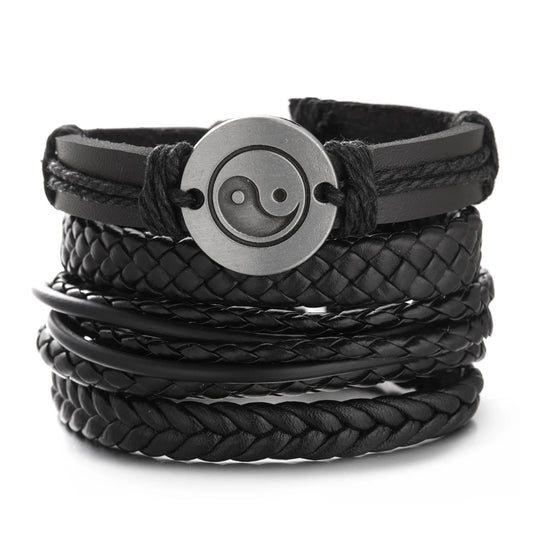 Men Bracelets Vintage Multilayer Leather Braid Bracelets - Mateo Starr