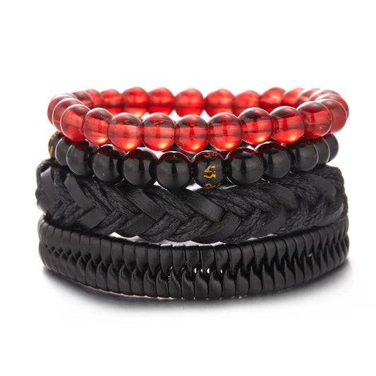 Men Bracelets Vintage Multilayer Leather Braid Bracelets - Mateo Starr