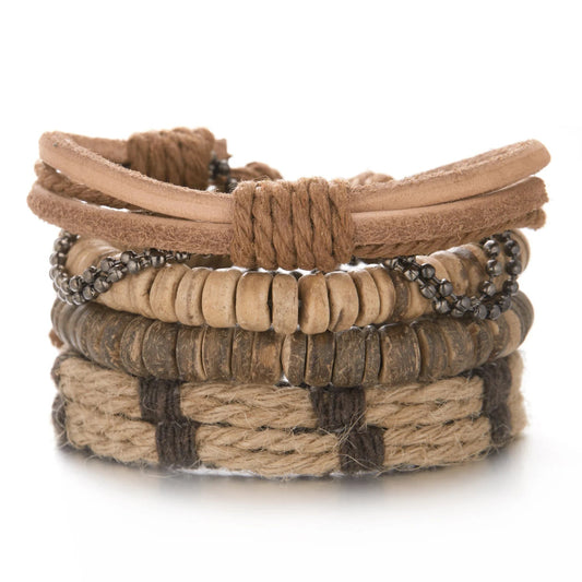 Men Bracelets Vintage Multilayer Leather Braid Bracelets - Mateo Starr