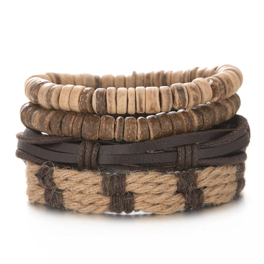 Men Bracelets Vintage Multilayer Leather Braid Bracelets - Mateo Starr