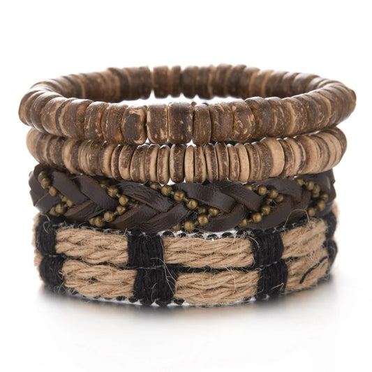 Men Bracelets Vintage Multilayer Leather Braid Bracelets - Mateo Starr