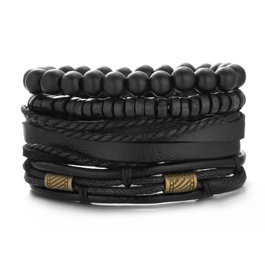 Men Bracelets Vintage Multilayer Leather Braid Bracelets - Mateo Starr