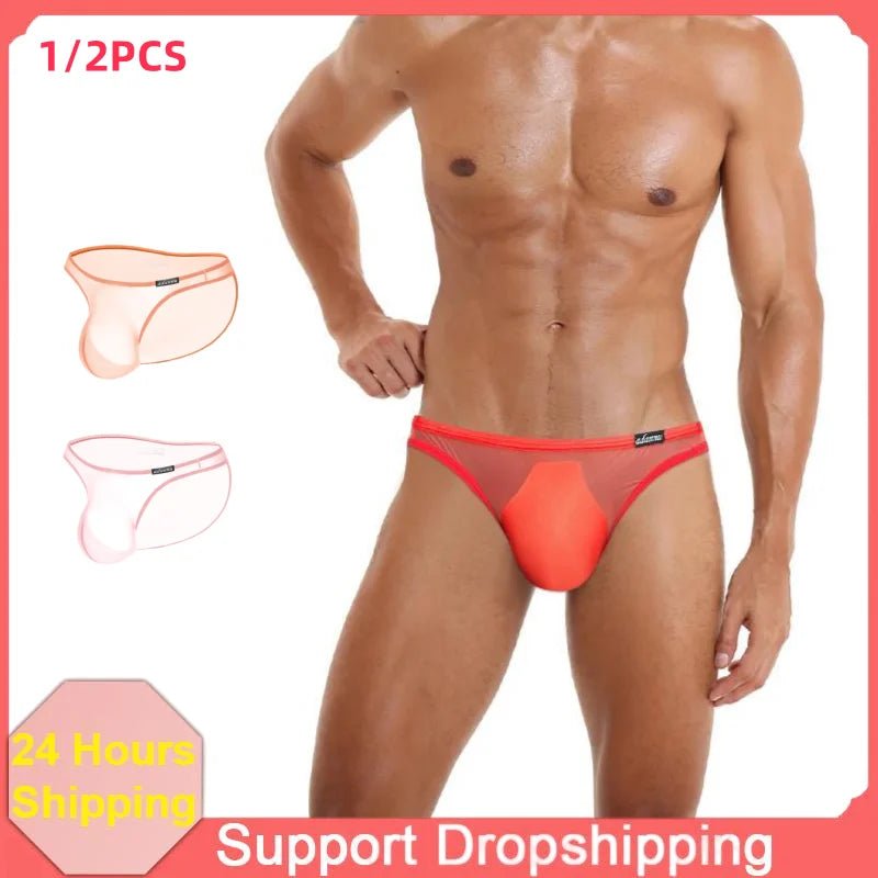 Sexy Gay Men Underwear Jockstrap Low - rise Pouch Transparent Bikini Thongs String - Mateo Starr