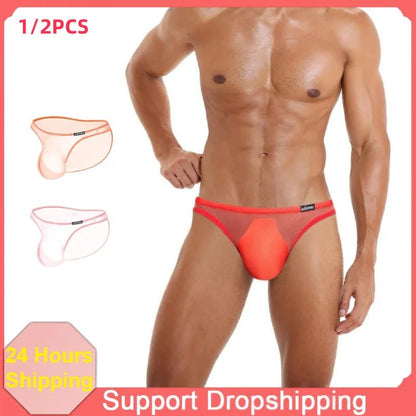 Sexy Gay Men Underwear Jockstrap Low - rise Pouch Transparent Bikini Thongs String - Mateo Starr